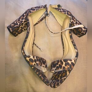 Kelly & Katie Leopard Print Ankle Strap Block Heel Sandals